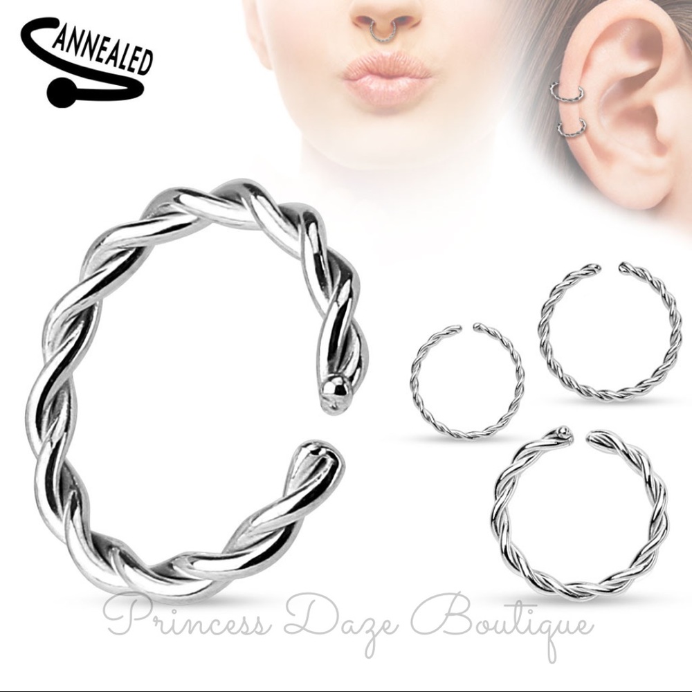 Braided Hoop Bendable Ring Nose Septum‎ Eat Cartilage Tragus Piercing